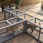 PawHut Wooden Outdoor Cat Tunnel Toy with Multiple Entrances - Cat Tube-Sunlight streams in, making cat enclosure easy for cats to love the interior