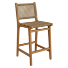 Modway Rowe Outdoor Teak Wood Counter Chairs 2-Piece Set - Natural-Floor Glides