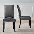 Modway Parcel Performance Velvet Dining Side Chairs - Charcoal - 2 Pack-Rubberwood Legs