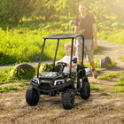 Qaba 24V Battery Powered Kids Electric Car with 2 Seater - Black-Sunshade, rear storage, music, horn and lights bring realistic fun 