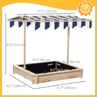 Outsunny Covered Kids Square Sandbox with Lid & Adjustable Canopy - 41.7" x 41.7" - Natural-The seats and backrests are detachable to expand the playing area 