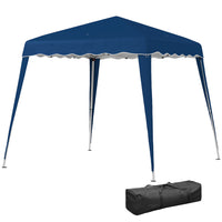 Outsunny 8 ft W x 8 ft L Pop Up Canopy Foldable Outdoor Canopy Tent with Bag - Blue-Suitable for organizing a small party, a picnic, beach outings, etc