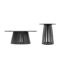 Manhattan Comfort Layla Modern Coffee and End Table - Black - Set of 2-Modern Coffee Table and End Table Set for Living Room Use