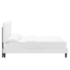 Modway Current Performance Velvet Full Platform Bed with Black Wood Legs - White-Bed Frame Weight Capacity: 800 lb