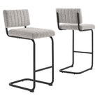 Modway Parity Boucle Counter Stools - Black Taupe - Set of 2-Powder-Coated Metal