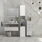 Kleankin High Gloss Bathroom Cabinet with Door and Shelves - White-Assembly required