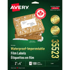 Avery Rectangle Waterproof Film Labels - 2" x 4" - White - 100 Labels-White Shipping Labels