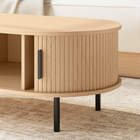 HOMCOM Mid-Century Modern Coffee Table with Storage - Natural Wood ...