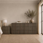 Manhattan Comfort Clive 72" Mid-Century Modern 6-Drawer Double Dresser - Walnut Brown & Gold-9