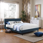Modway Anya Fabric Full Bed - Azure-Slatted Poplar Wood Support System