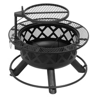 Shinerich 24" Fire Pit with Grill-Includes Log rack and Poker