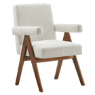Modway Lyra Boucle Fabric Dining Room Chair - Ivory - 2 Pack-Non-Marking Feet