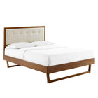 Modway Willow Wood Full Platform Bed with Angular Frame - Walnut Beige-Full Platform Bed Frame