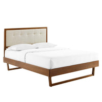 Modway Willow Wood Full Platform Bed with Angular Frame - Walnut Beige-Full Platform Bed Frame