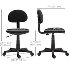 HOMCOM Armless Adjustable Height Swivel Office Chair with Wheels - Black-Adjustable seat height accommodates various desk heights