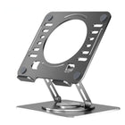 Uncaged Ergonomics RISE Swivel Adjustable Laptop Stand with Riser - Silver-The base swivels in  a 360 degree rotation