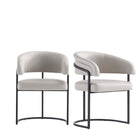 Manhattan Comfort Augusta 23.6" Modern Leatherette Upholstered Dining Chair - Light Grey - Set of 2-Modern Dining Chair with Backrest for Dining Room and Home Office Use