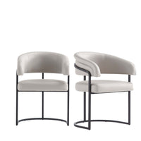 Manhattan Comfort Augusta 23.6" Modern Leatherette Upholstered Dining Chair - Light Grey - Set of 2-Modern Dining Chair with Backrest for Dining Room and Home Office Use