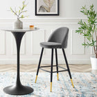 Modway Cordial Performance Velvet Bar Stools - Gray - Set of 2-Stain-Resistant Fabric