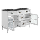 Modway Isle 48" Double Bathroom Vanity Cabinet - White/Black-Dual Ceramic Sink Basins