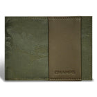 Champs Camo Leather Center Wing Wallet - Green-Leather Center wing wallet in gift box