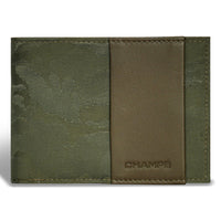 Champs Camo Leather Center Wing Wallet - Green-Leather Center wing wallet in gift box