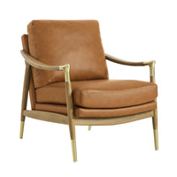 Modway Langford Vegan Leather Accent Armchair - Tan Walnut-Versatile Accent Chair