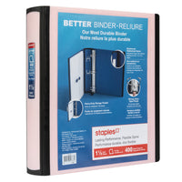 Staples Better Binder - 1-1/2" - Pastel Pink-Longer lasting, easier to use