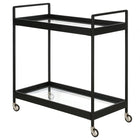 Hudson&Canal Cooper 33"W Bar Cart - Blackened Bronze-Features clear glass shelves