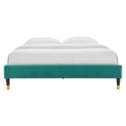 Modway Harlow Performance Velvet Full Platform Bed Frame - Teal-Reinforced Center Beam and Support Legs