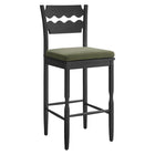 Modway Jax Oak Wood Bar Stool With Wavy Razor Back and Cushion - Black Sage-Solid Oak Bar Stool