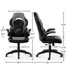 Emerge Vortex Bonded Leather Gaming Chair, Black and Grey-Flip-up adjustable arm with dimensions: 28.3"-32.1"H x 21.7"W