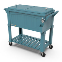 Permasteel 80 qt Furniture Style Patio Cooler with Divider - Teal-Spacious 80 quart capacity provides generous storage for up to 110 12oz cans, plus ice