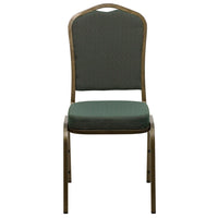 Flash Furniture HERCULES Series Crown Back Stacking Banquet Chair in Green Patterned Fabric - Gold Vein Frame-Multipurpose Banquet Chair