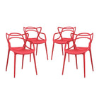 Modway Entangled Dining Set - Red - 4 Pack-Modern dining chair