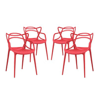 Modway Entangled Dining Set - Red - 4 Pack-Modern dining chair