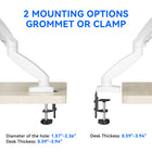 ShoppingAll Dual VESA Monitor Mount with Fully Adjustable Gas Spring Arm and Office Desk Clamp - White-8