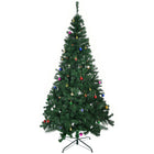 HOMCOM 7' Artificial Christmas Tree with Decorations and Metal Stand - Green-Fire retardant leaves to give a full and lush look to the tree 