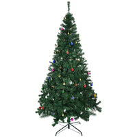 HOMCOM 7' Artificial Christmas Tree with Decorations and Metal Stand - Green-Fire retardant leaves to give a full and lush look to the tree 