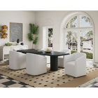 Manhattan Comfort Anna Round 23.23" Modern Faux Leather Upholstered Dining Armchair - Cream-Heavy Plastic Foot Padding