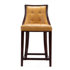 Manhattan Comfort Fifth Avenue 19" Traditional Faux Leather Upholstered Counter Stool - Camel and Dark Walnut-Refined Rectangular Design Stitching