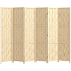 HOMCOM 6-Panel Bamboo Wave Freestanding Room Divider for Indoor Bedroom Office - Natural Wood-Great for creating a personal space or dividing up large rooms
