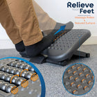 ShoppingAll Ergonomic Height Adjustable Under Desk Footrest with Massage Roller - Black-Equipped with a textured surface and central massage rollers that stimulate nerve endings in your feet, helping to relieve stress and improve blood circulation while you work.