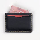 Decent Living Leather Card Holder Wallet - Black-Eco-friendly cotton bag as package