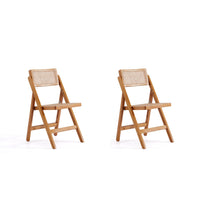Manhattan Comfort Pullman 18.11" Industry Chic Dining Folding Chair - Nature - Set of 2-Modern - Industry Chic Cane Folding Dining Chair Perfect for Dining Room Use. Set of 2