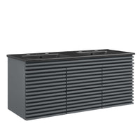 Modway Render 48" Wall-Mount Bathroom Vanity - Grey/Black-Mid-Century Modern Vanity