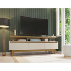 Manhattan Comfort Yonkers 70.86" Mid-Century Modern TV Stand - Off White and Cinnamon-Recommended for up to a 65" TV