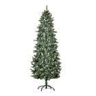 HOMCOM 7.5' Snow-Flocked Artifical Christmas Tree with Pine Cones and Metal Base - Green-Snow dipped designed branch ends are painted white, adding a winter atmosphere 