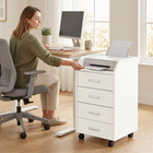HOMCOM 4 Drawer Vertical Mobile Filing Cabinet with Lockable Wheels - White-Quick and easy assembly, illustrated manual included.