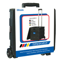 BAZIC Products Folding Cart on Wheels w/Lid Cover - 16" x 18" x 15" - Black/Gray-Size: 16"x18"15"(when expanded); 18"x18"x4"(when folded)